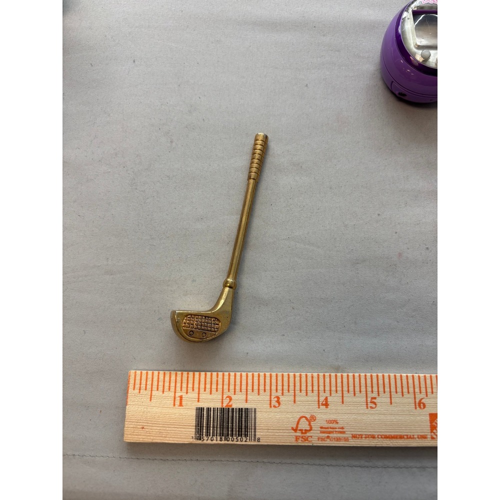 Vintage Miniature Brass Golf Club Figurine Driver Paperweight Office Decor 4.25"